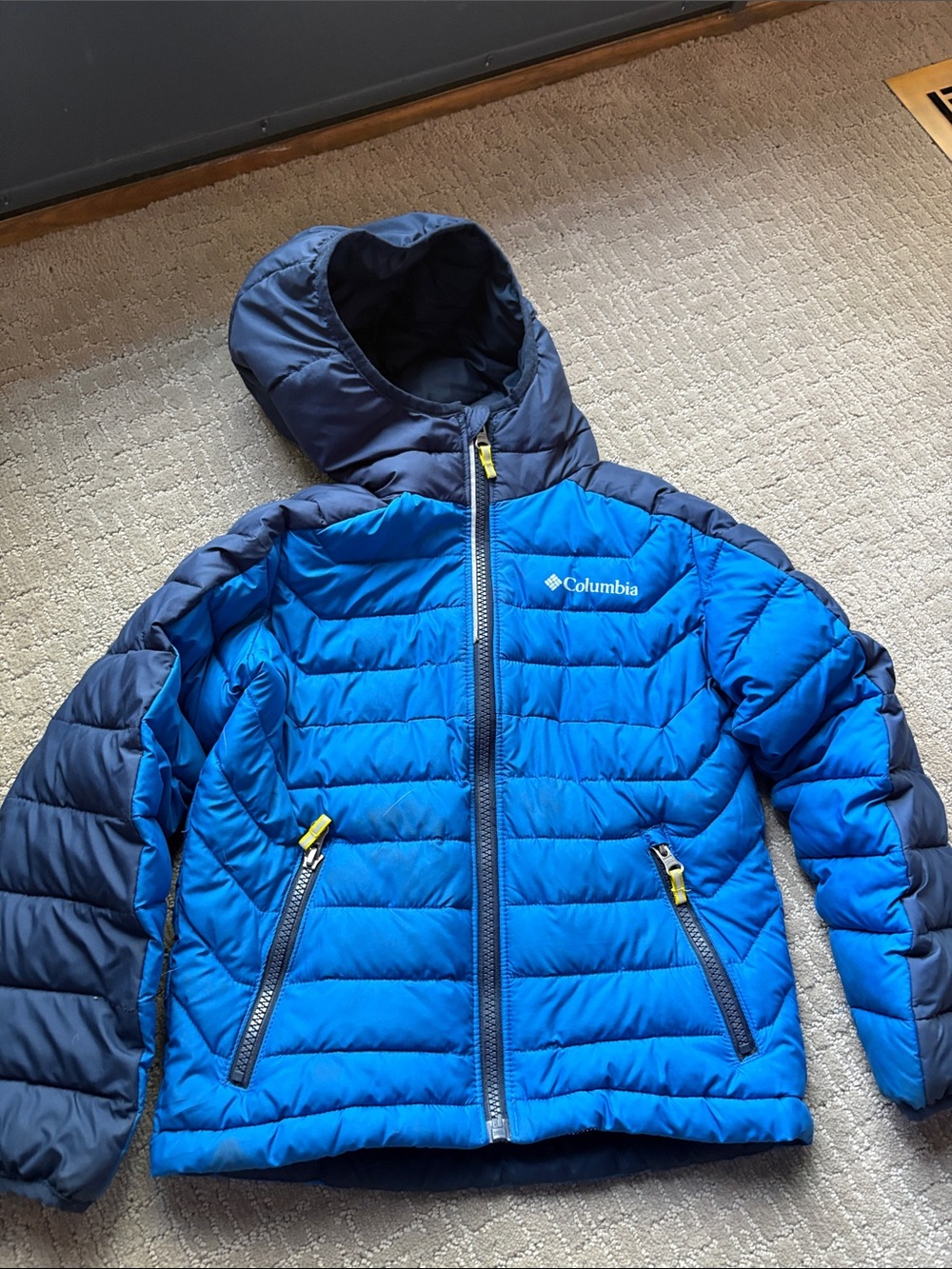 Columbia Kids Blue and Navy Hooded Puffer Jacket